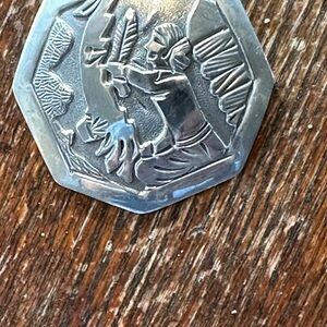 Sterling Silver Angel Motif Brooch - Silver native American